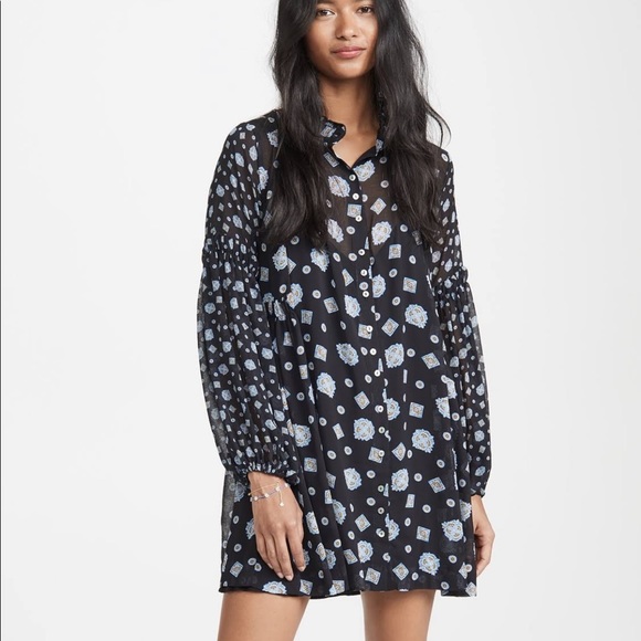 Free People Dress Boho flowy peasant button up NWOT Medium